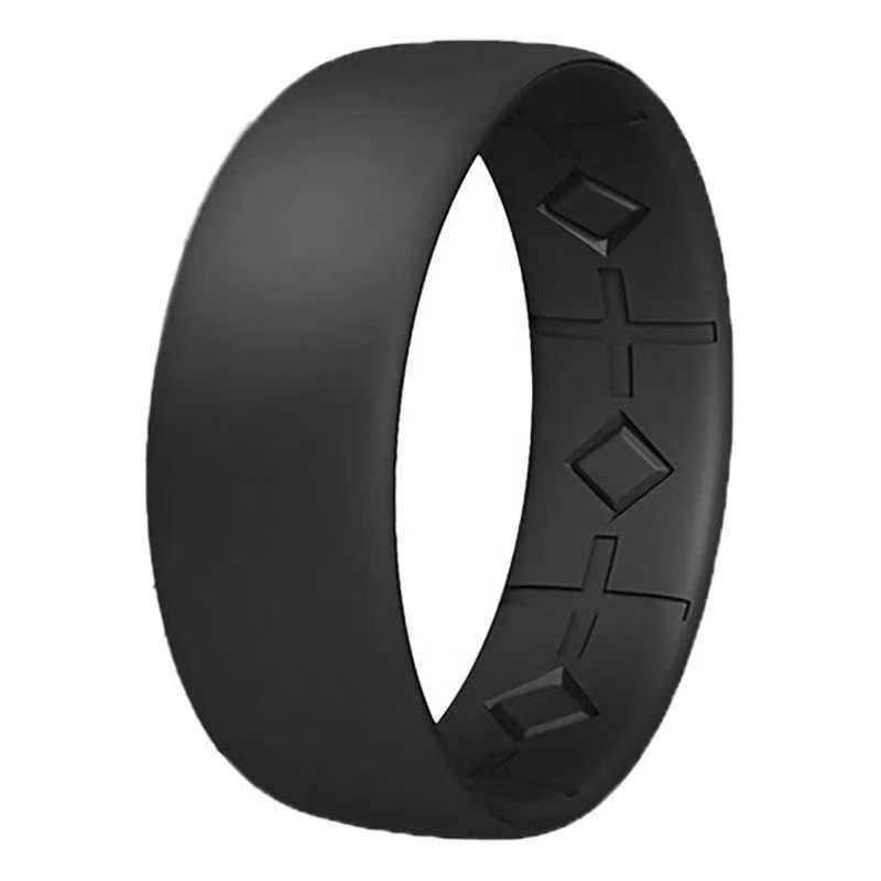 1pc Minimalist Black Silicone  - Mens Signet Ring 评论和价格