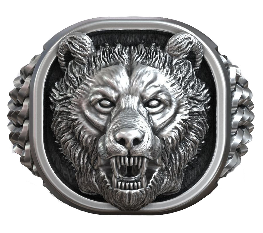22g Viking Bear Head Nordic Or - Mens Signet Ring 评论和价格