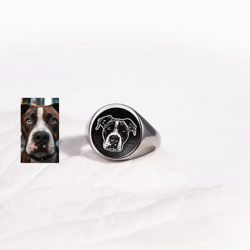 Custom Engrave Photo Signet Ri - Mens Signet Ring 评论和价格