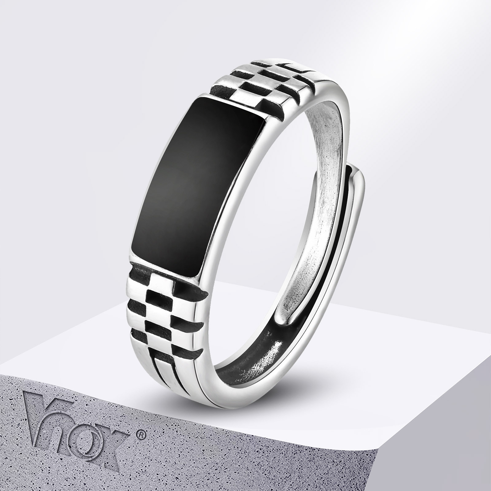 Vnox Mens Open Rings, Black En - Mens Signet Ring 评论和价格