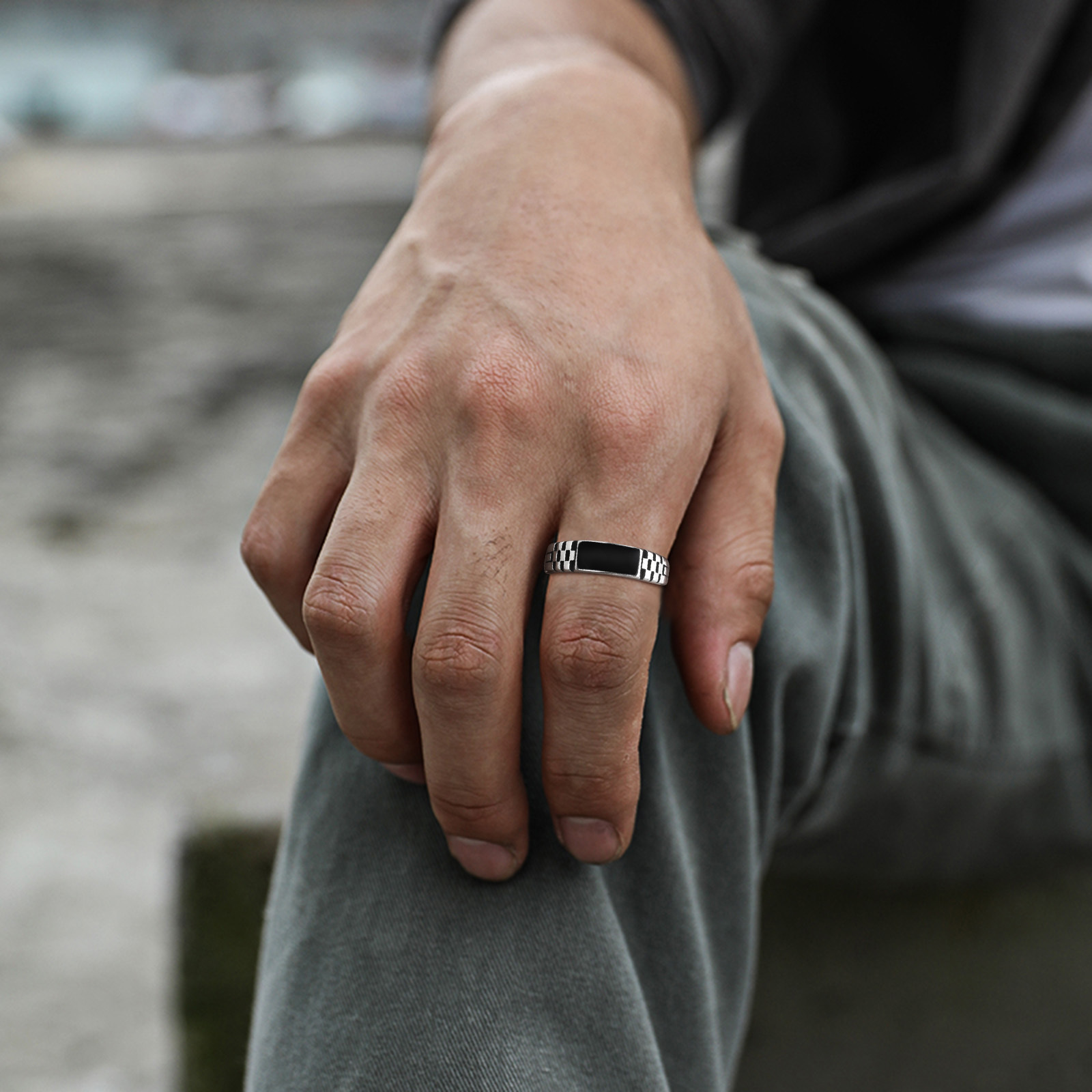 Vnox Mens Open Rings, Black En - Mens Signet Ring 评论和价格
