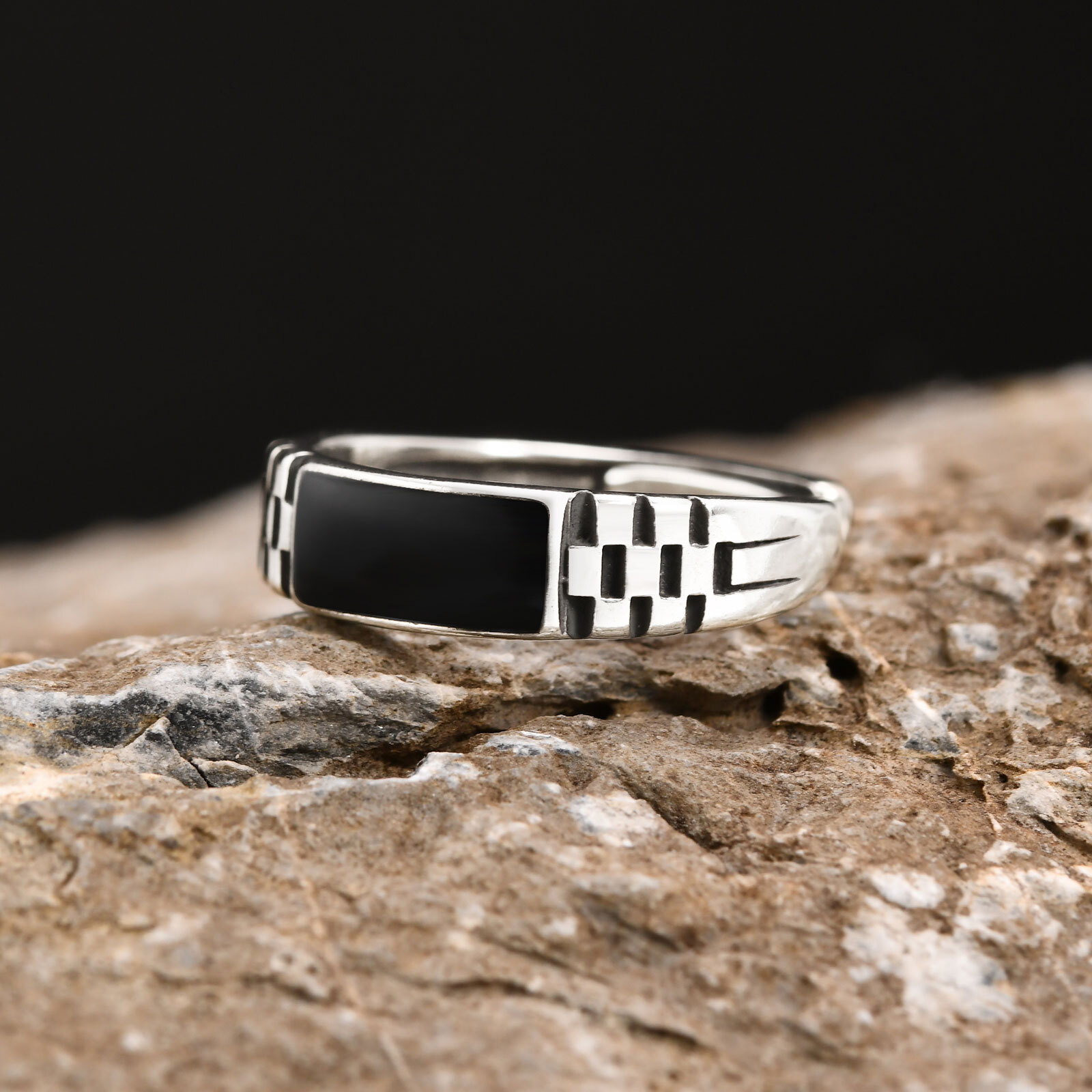 Vnox Mens Open Rings, Black En - Mens Signet Ring 评论和价格