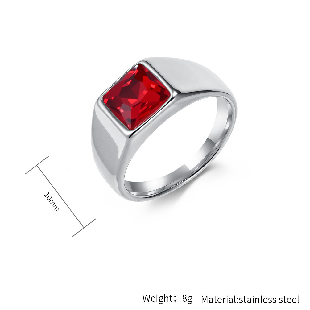 Stainless Steel Shinny Zircon  - Mens Signet Ring 评论和价格