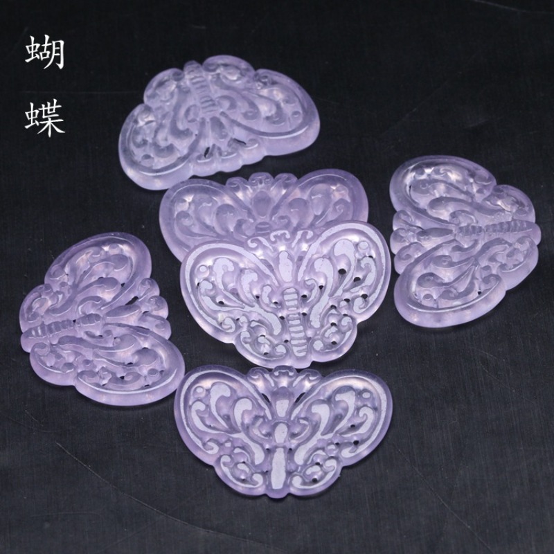2pc Natural Purple Jade Hollow - Jewelry & Watches Sp Z Oo Opinie 评论和价格