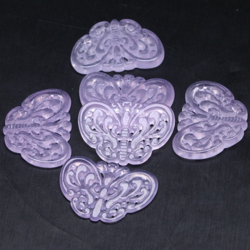 2pc Natural Purple Jade Hollow - Jewelry & Watches Sp Z Oo Opinie 评论和价格