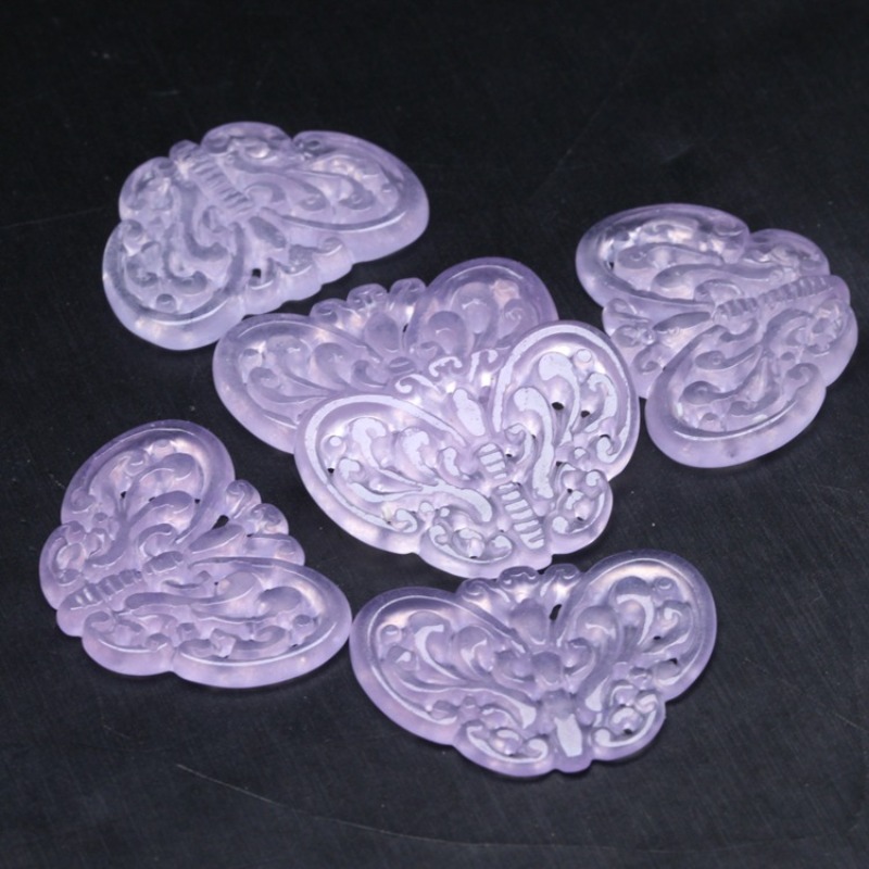 2pc Natural Purple Jade Hollow - Jewelry & Watches Sp Z Oo Opinie 评论和价格