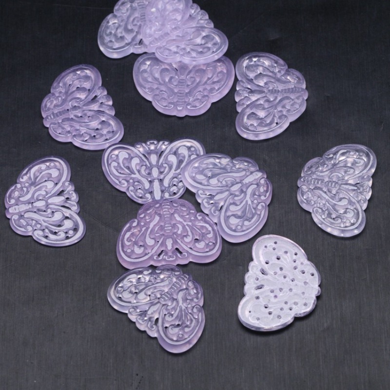 2pc Natural Purple Jade Hollow - Jewelry & Watches Sp Z Oo Opinie 评论和价格