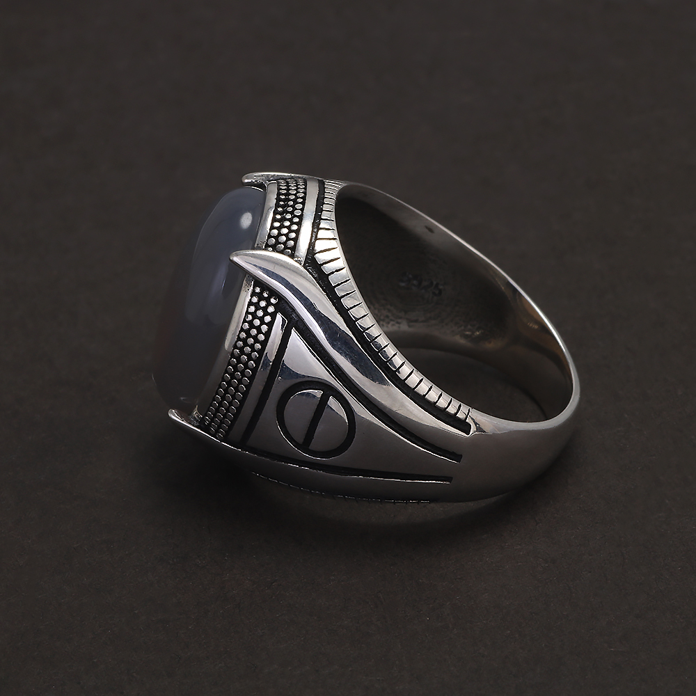S925 Sterling Silver Agate Sig - Mens Signet Ring 评论和价格