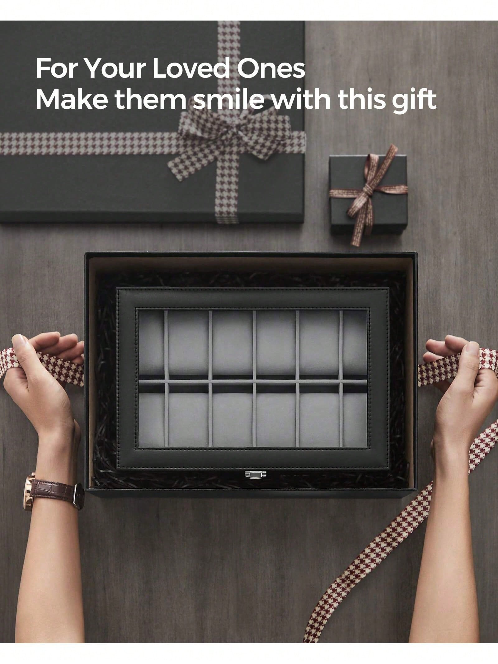 12-Slot Lockable Watch Box wit - Jewelry Box With Watches 评论和价格
