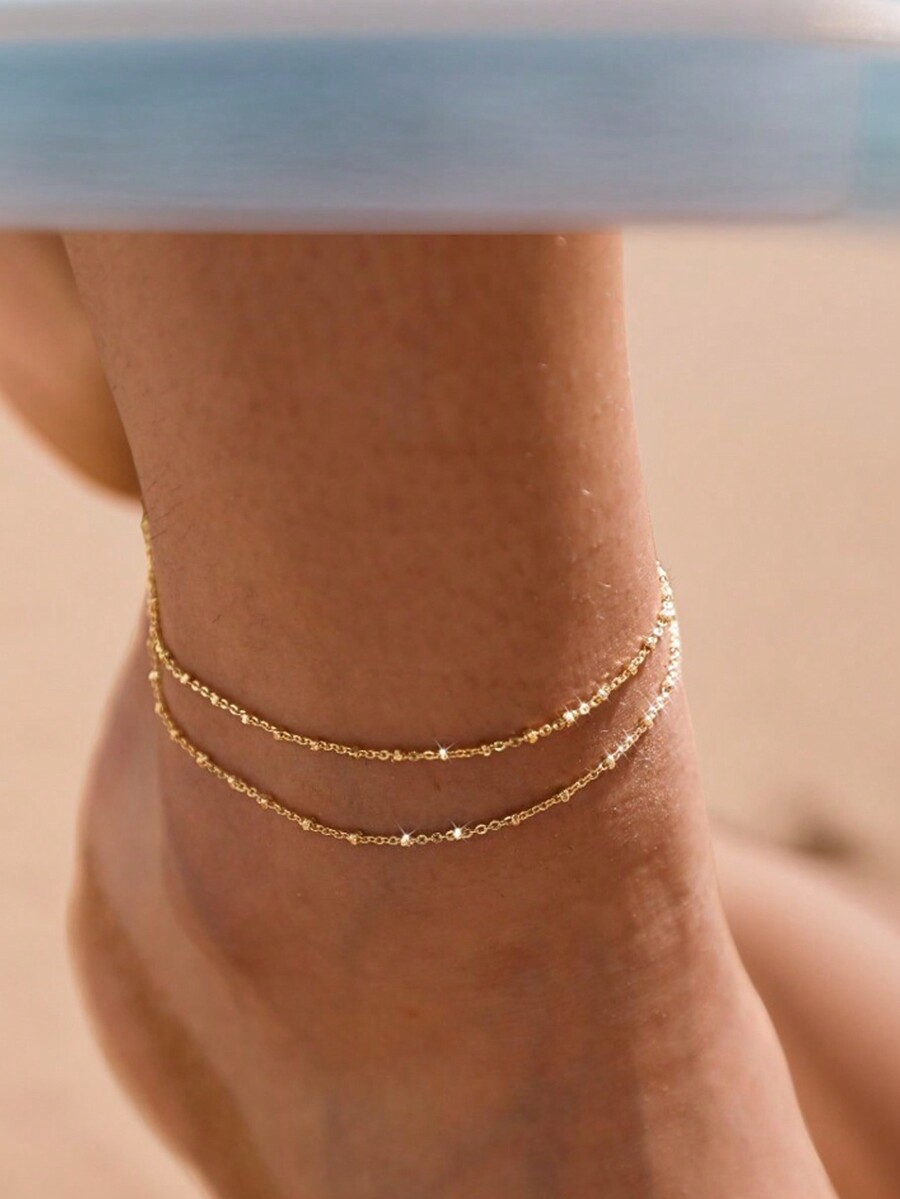 1pc Stainless Steel Double-Lay - Anklet Foot Chain 评论和价格