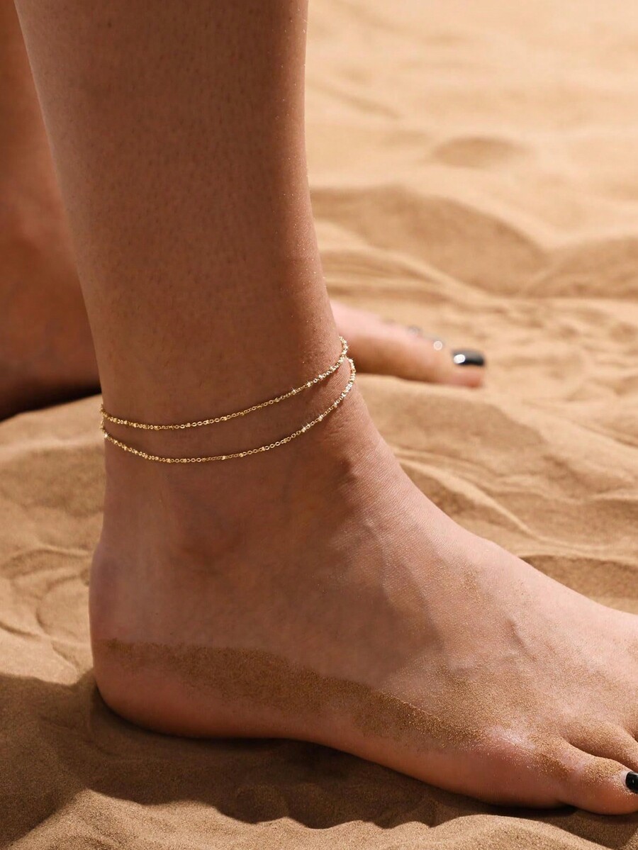 1pc Stainless Steel Double-Lay - Anklet Foot Chain 评论和价格
