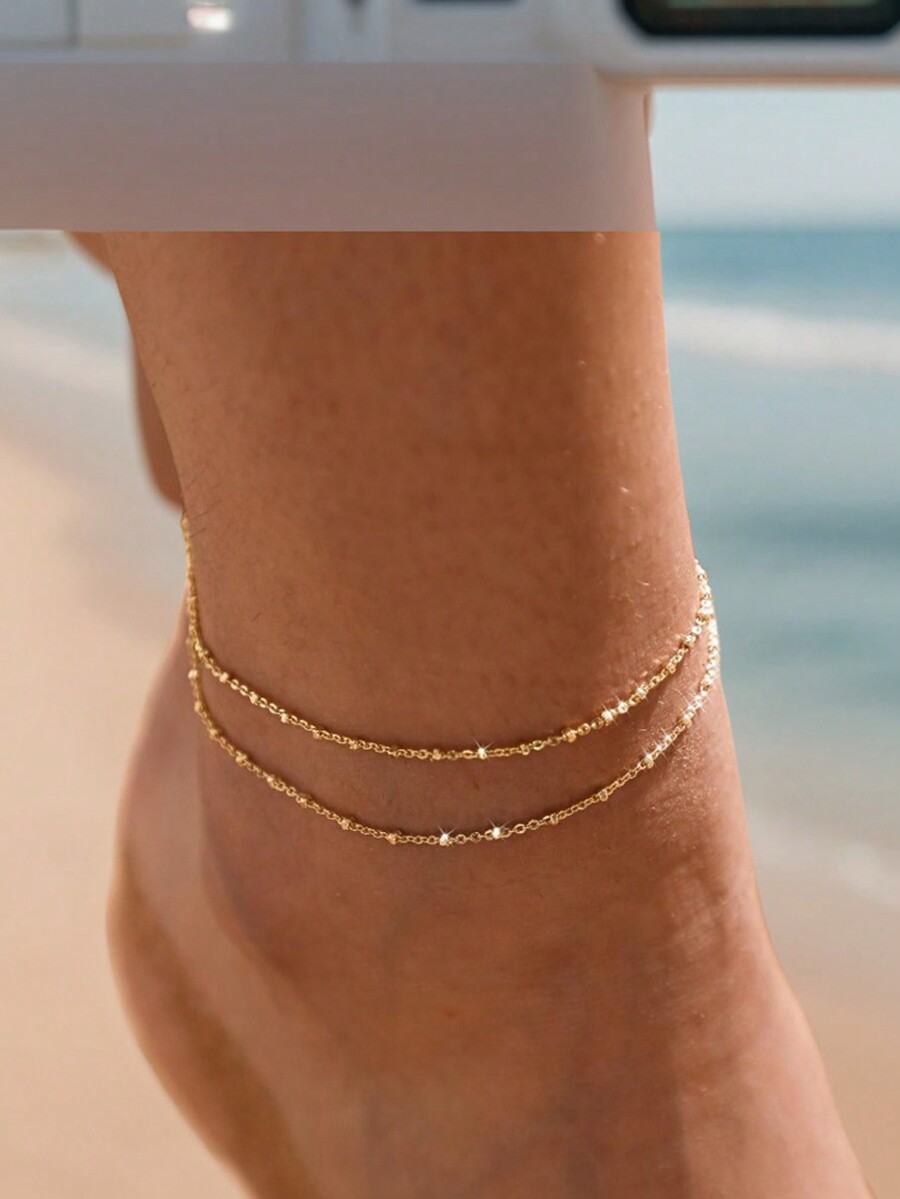 1pc Stainless Steel Double-Lay - Anklet Foot Chain 评论和价格