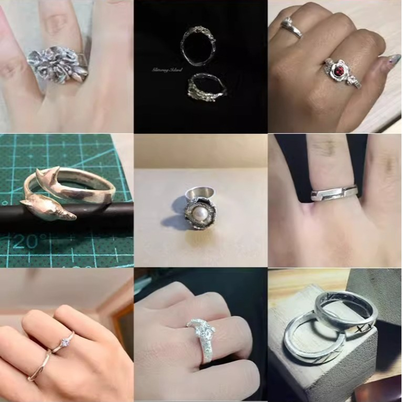 999 Pure Silver Clay Jewelry M - Couple Ring Set 评论和价格