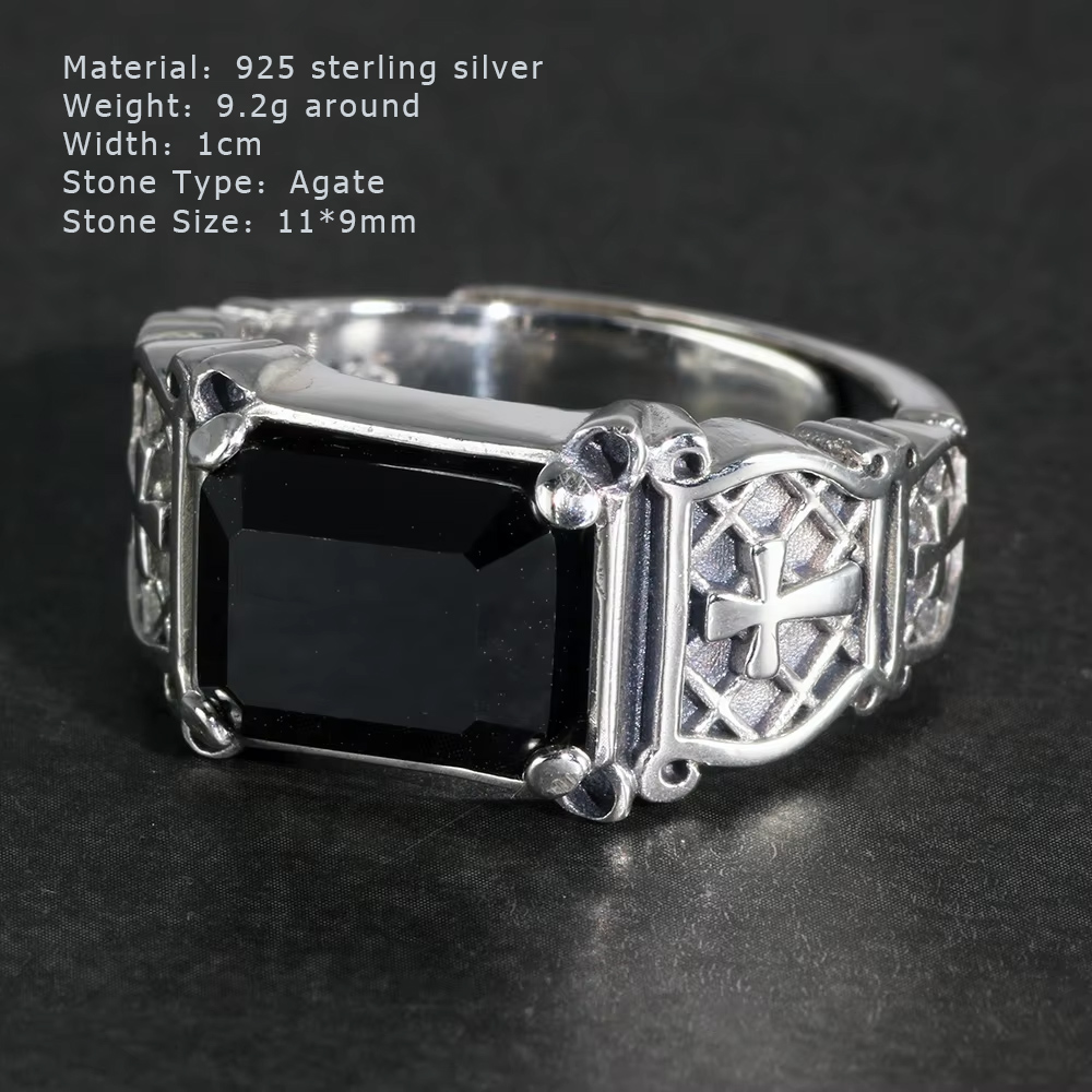 Vintage Punk Silver 925 Jewelr - Mens Signet Ring 评论和价格
